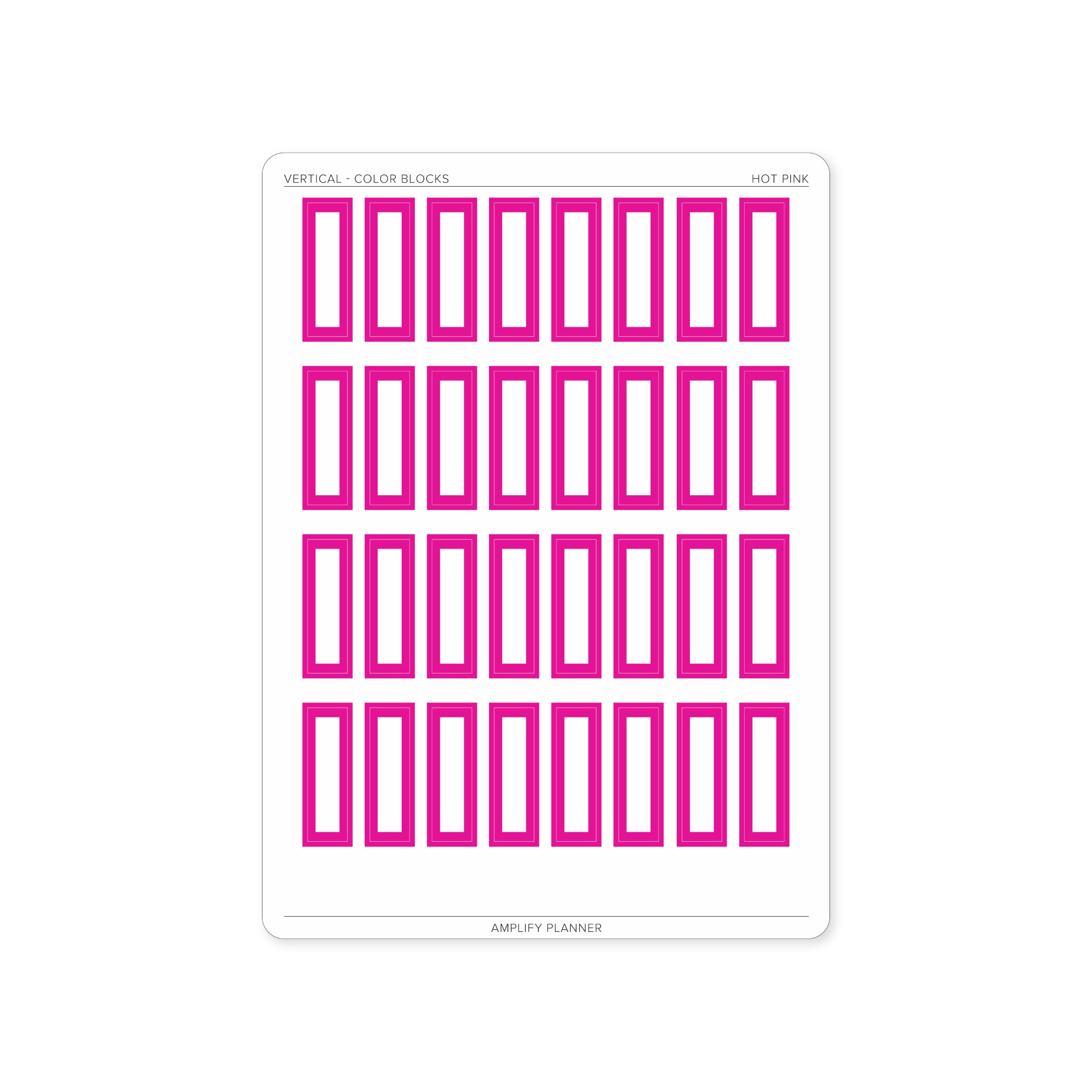 Color Blocks - Vertical Weekly Layout stickers in hot pink, ideal for highlighting essential tasks with energy.