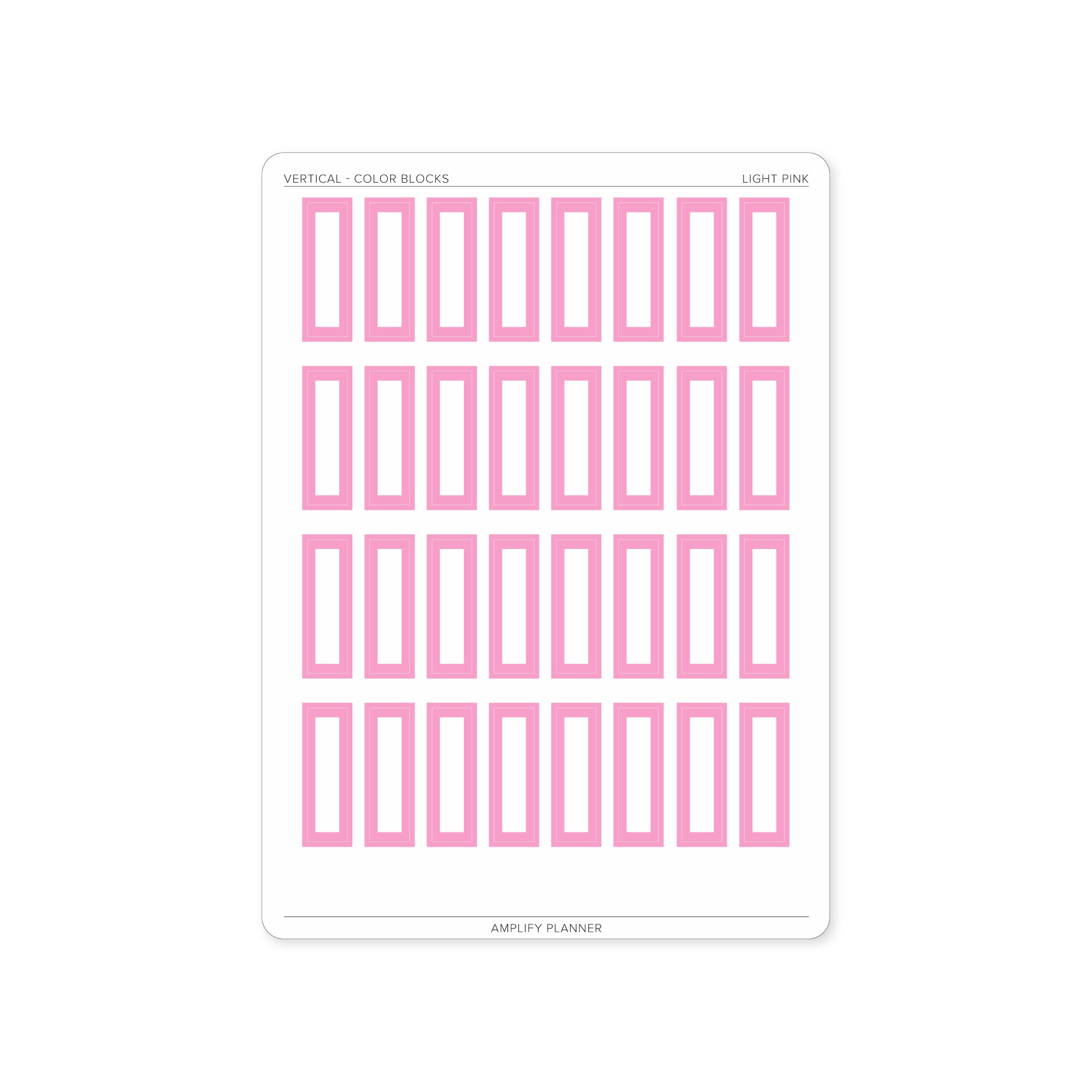 Color Blocks - Vertical Weekly Layout stickers in light pink, providing a gentle touch for your planner.