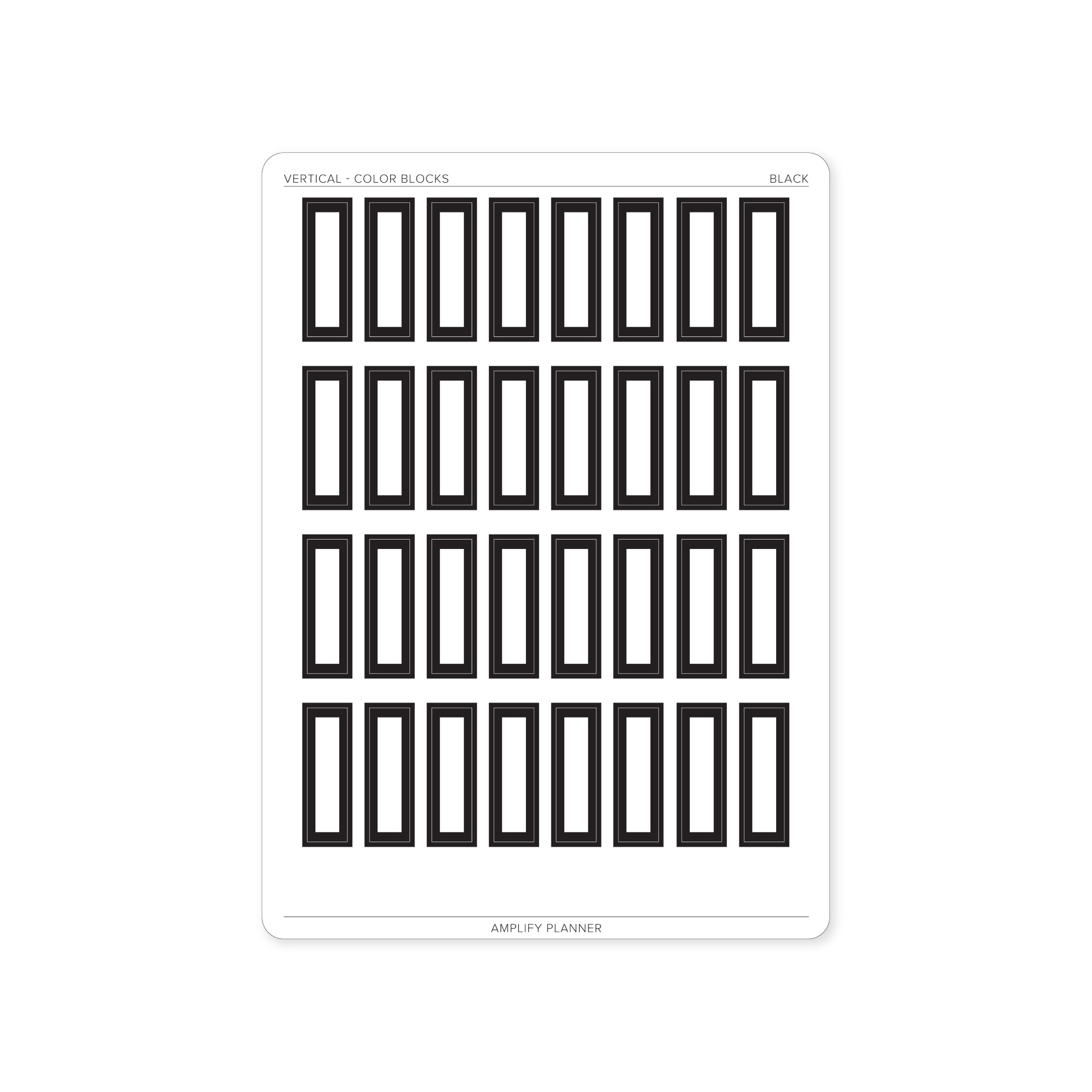 Color Blocks - Vertical Weekly Layout stickers in black, perfect for classic and versatile planning.
