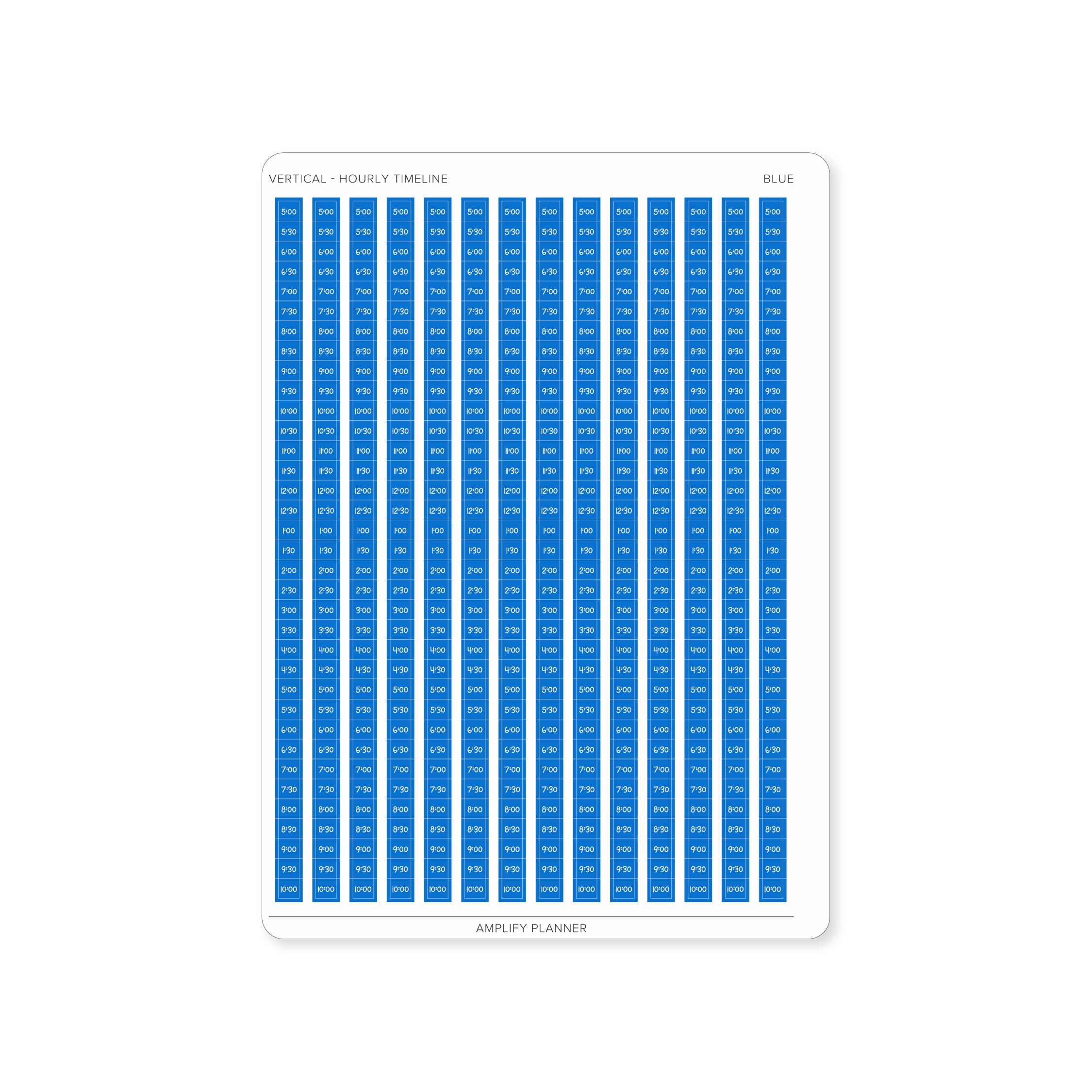 Blue Hourly Timeline Stickers to organize time effectively in a weekly planner.