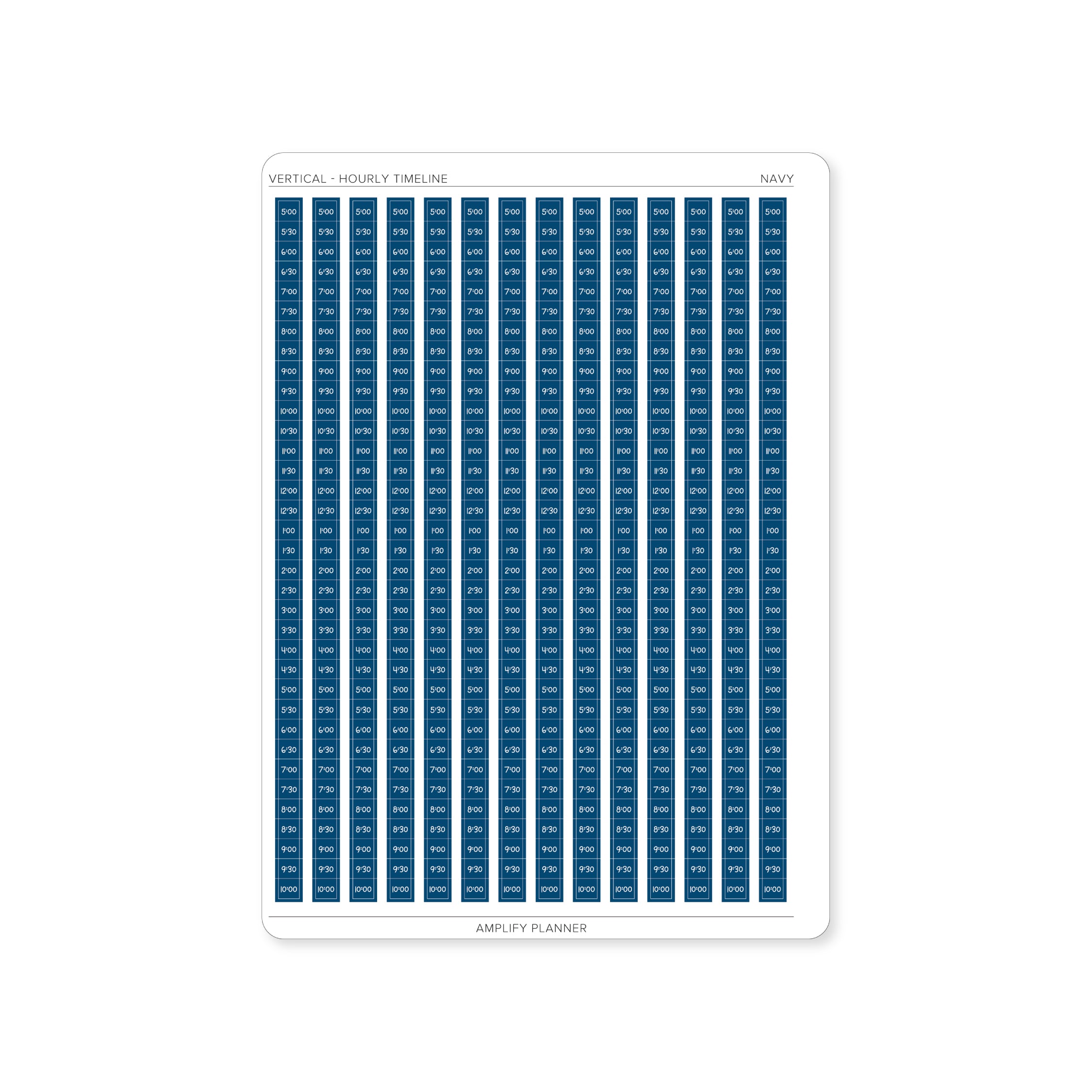 Navy Hourly Timeline Stickers perfect for sleek and professional weekly planning.