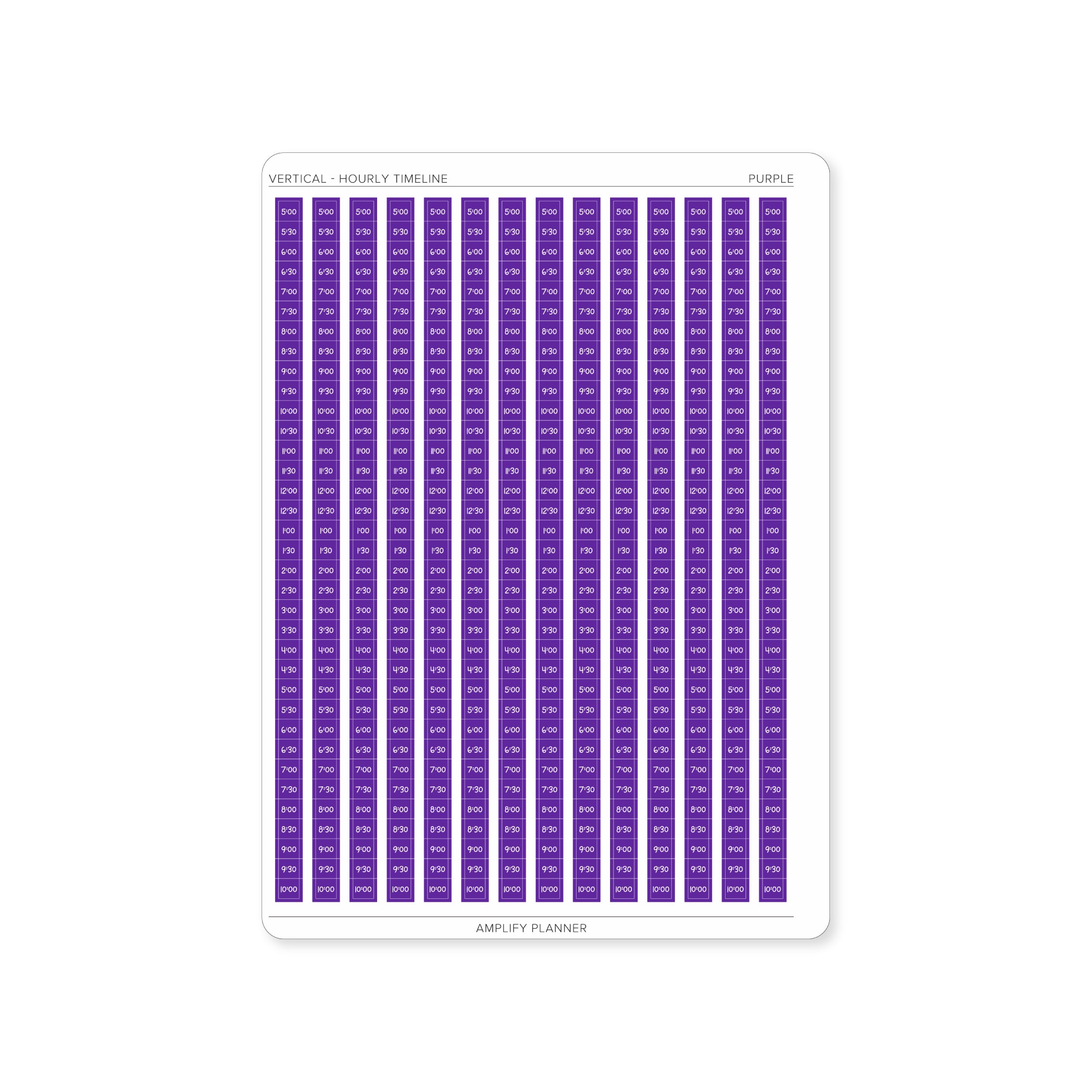 Purple Hourly Timeline Stickers designed for stylish and organized scheduling.