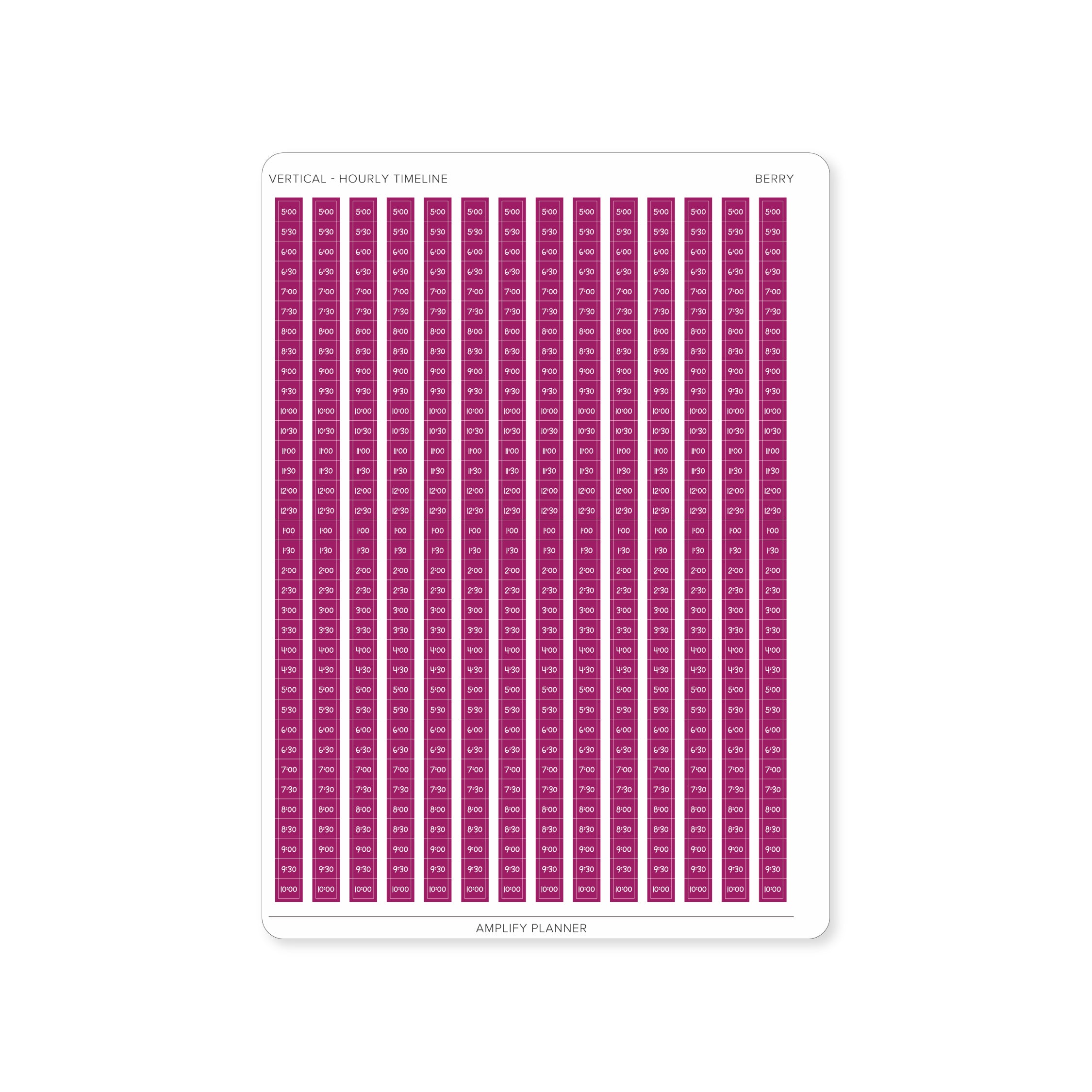 Berry Hourly Timeline Stickers for a bold and colorful approach to weekly planning.