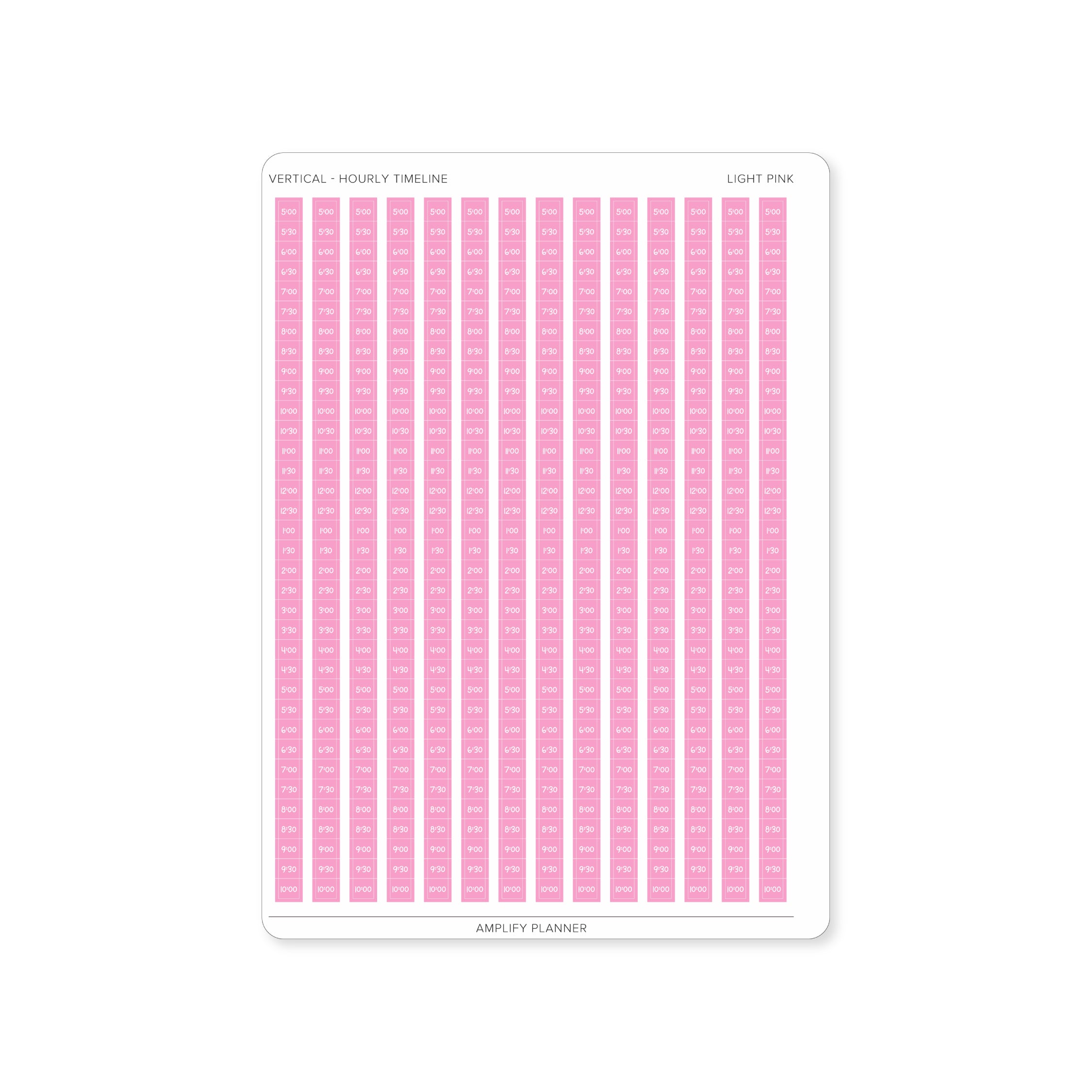 Light Pink Hourly Timeline Stickers designed for a gentle and elegant touch in planning.