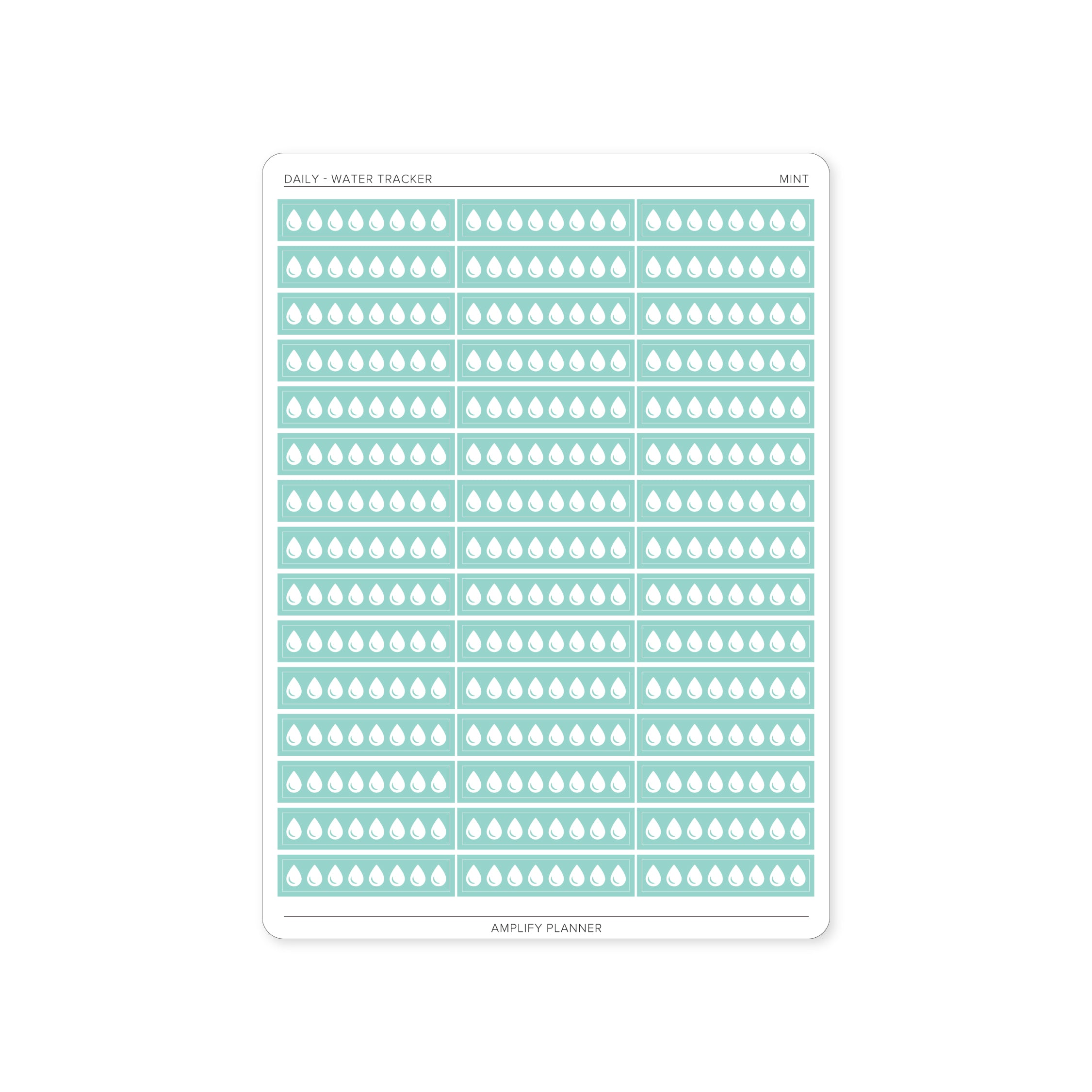 Mint Water Tracker Stickers designed to enhance your daily layout and promote mindful hydration.