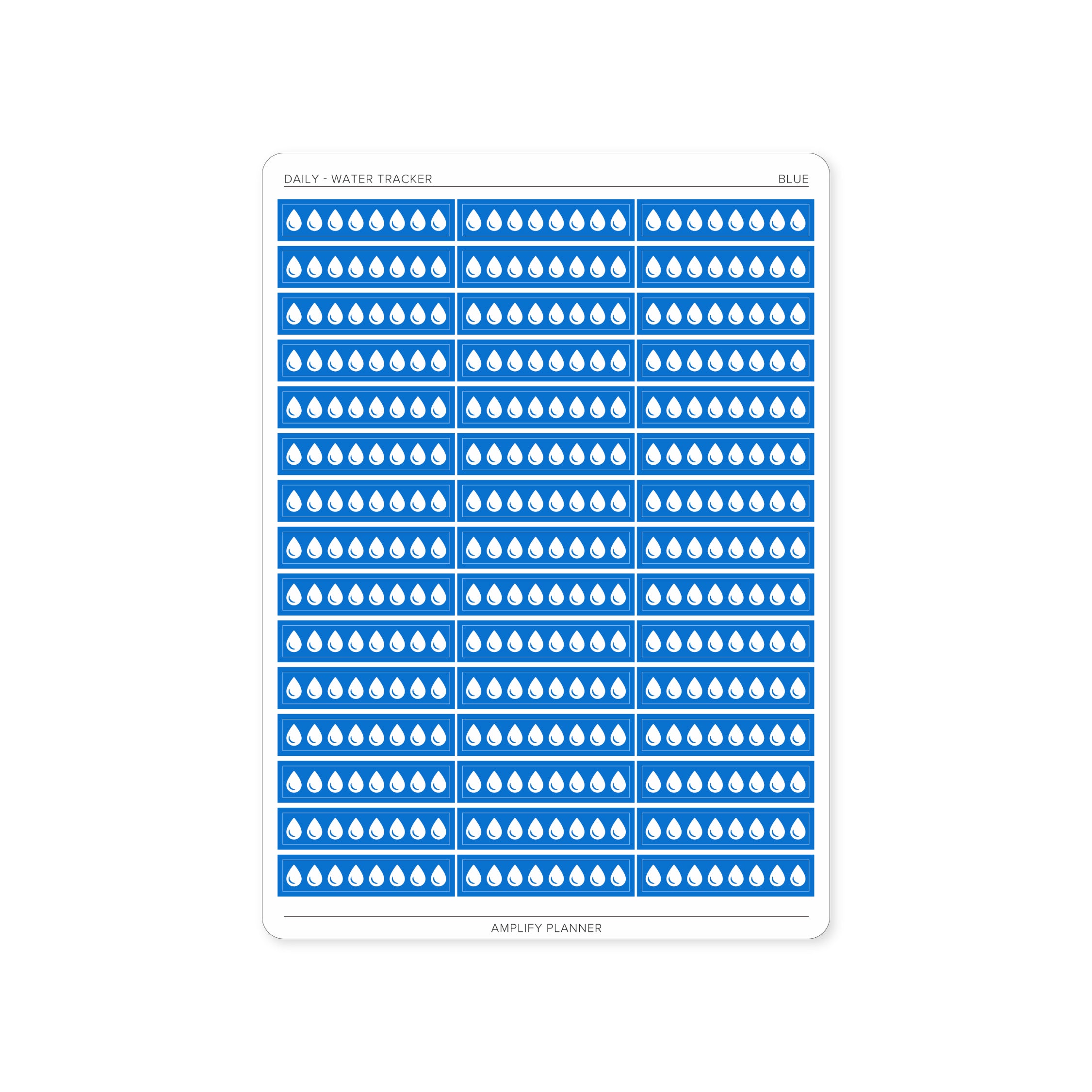 Bold blue Water Tracker Stickers, crafted to help you maintain your daily hydration goals.