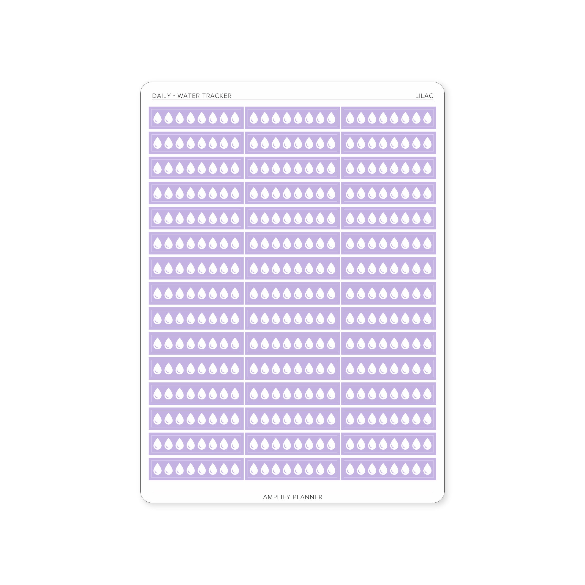Lilac Water Tracker Stickers, perfect for tracking daily water intake with a soft touch.