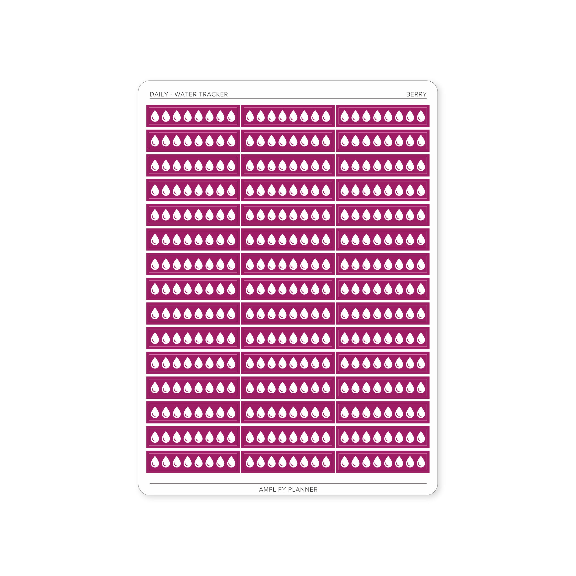 Berry colored Water Tracker Stickers for a fun and effective way to monitor daily water intake.