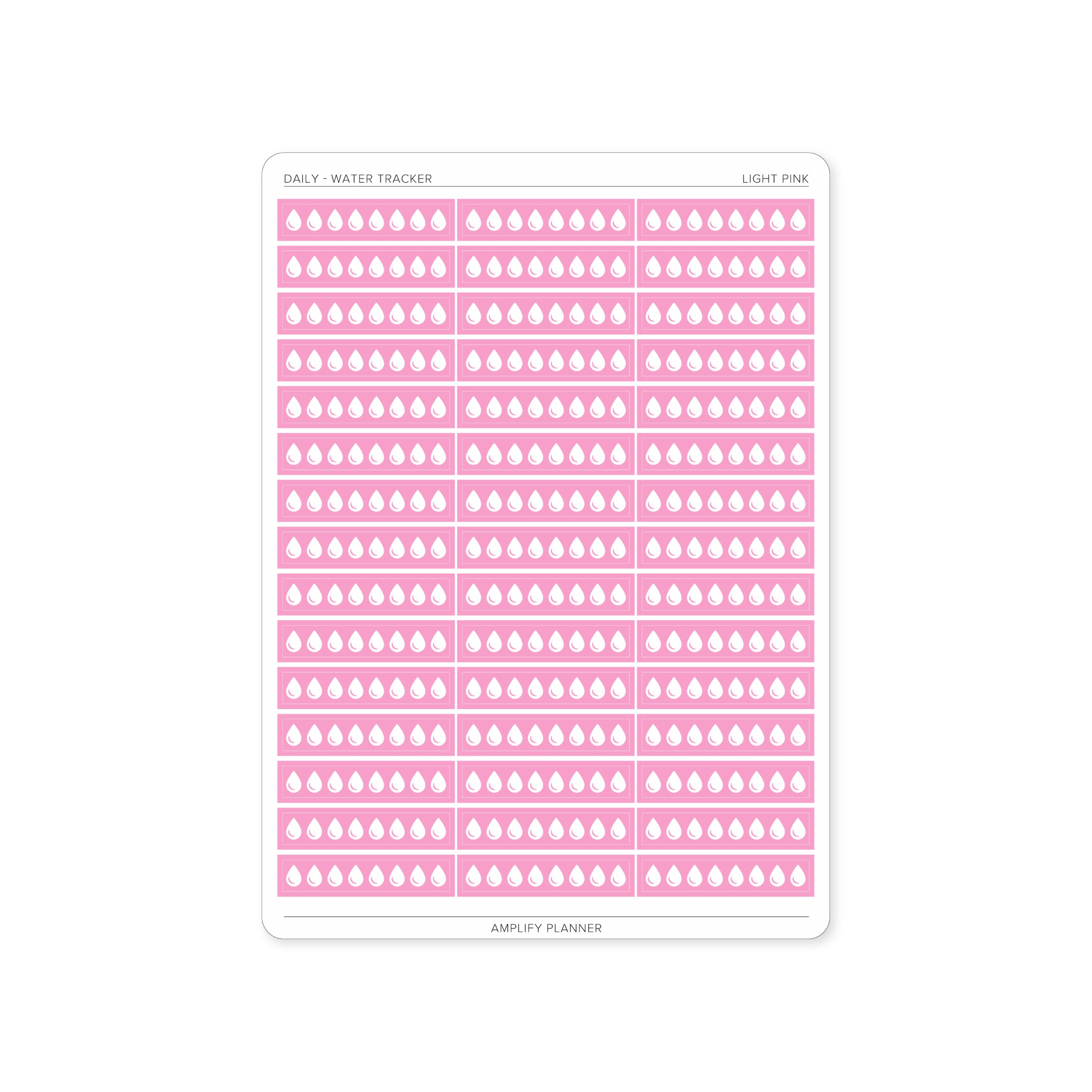 Light pink Water Tracker Stickers, perfect for incorporating a touch of color into your hydration tracking.