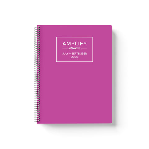 wild fuchsia q3 2025 quarterly daily amplify planner on white background