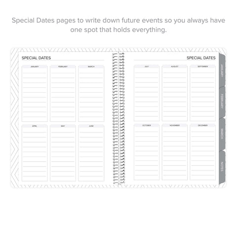 Special dates page for important events in  Q1 2025 daily Amplify Planner.