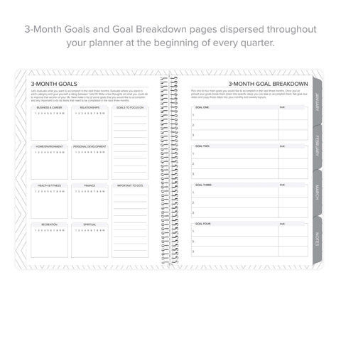 3-month goal setting page in daily Amplify Planner, January-March 2025.