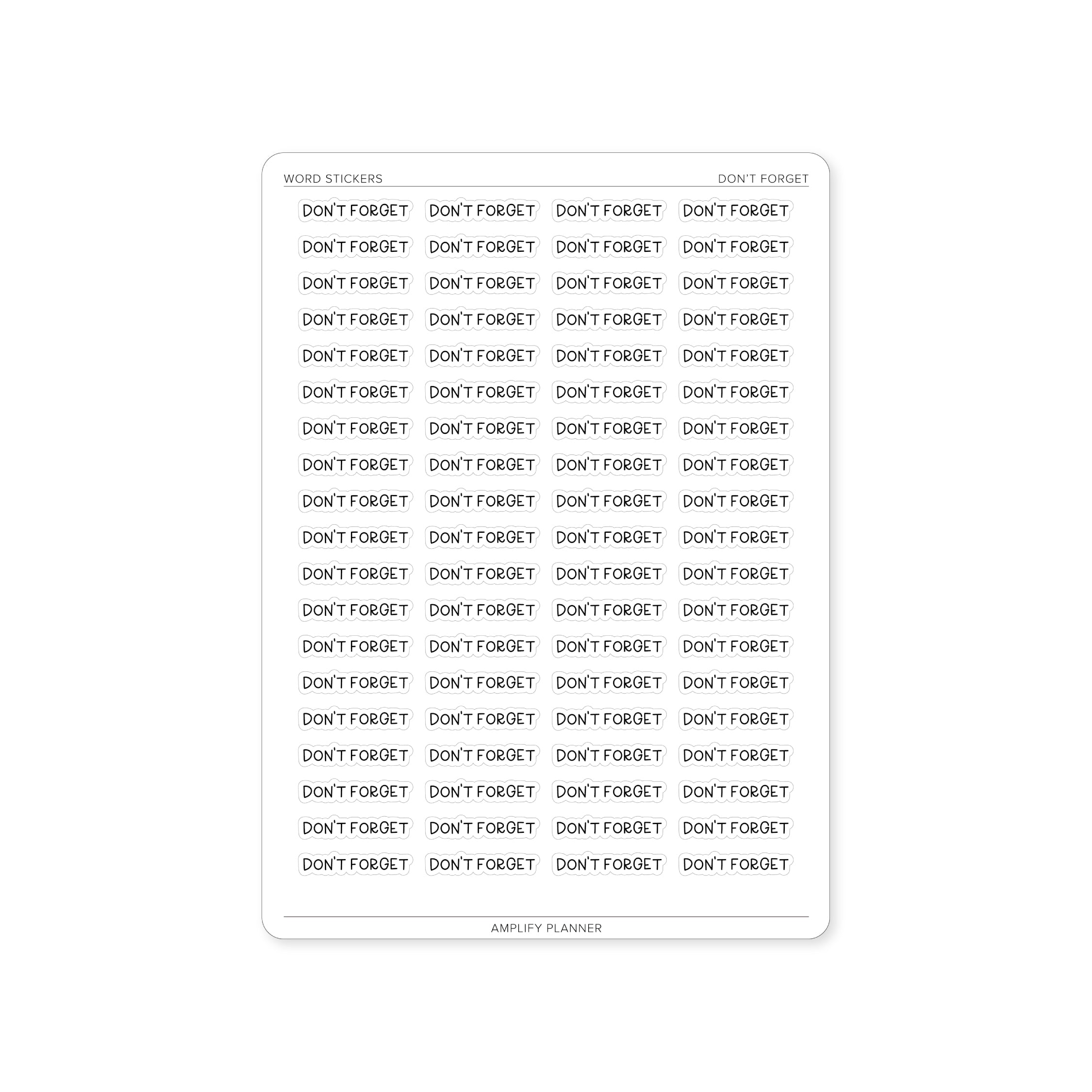 Don’t Forget - Word Stickers | Amplify Planner