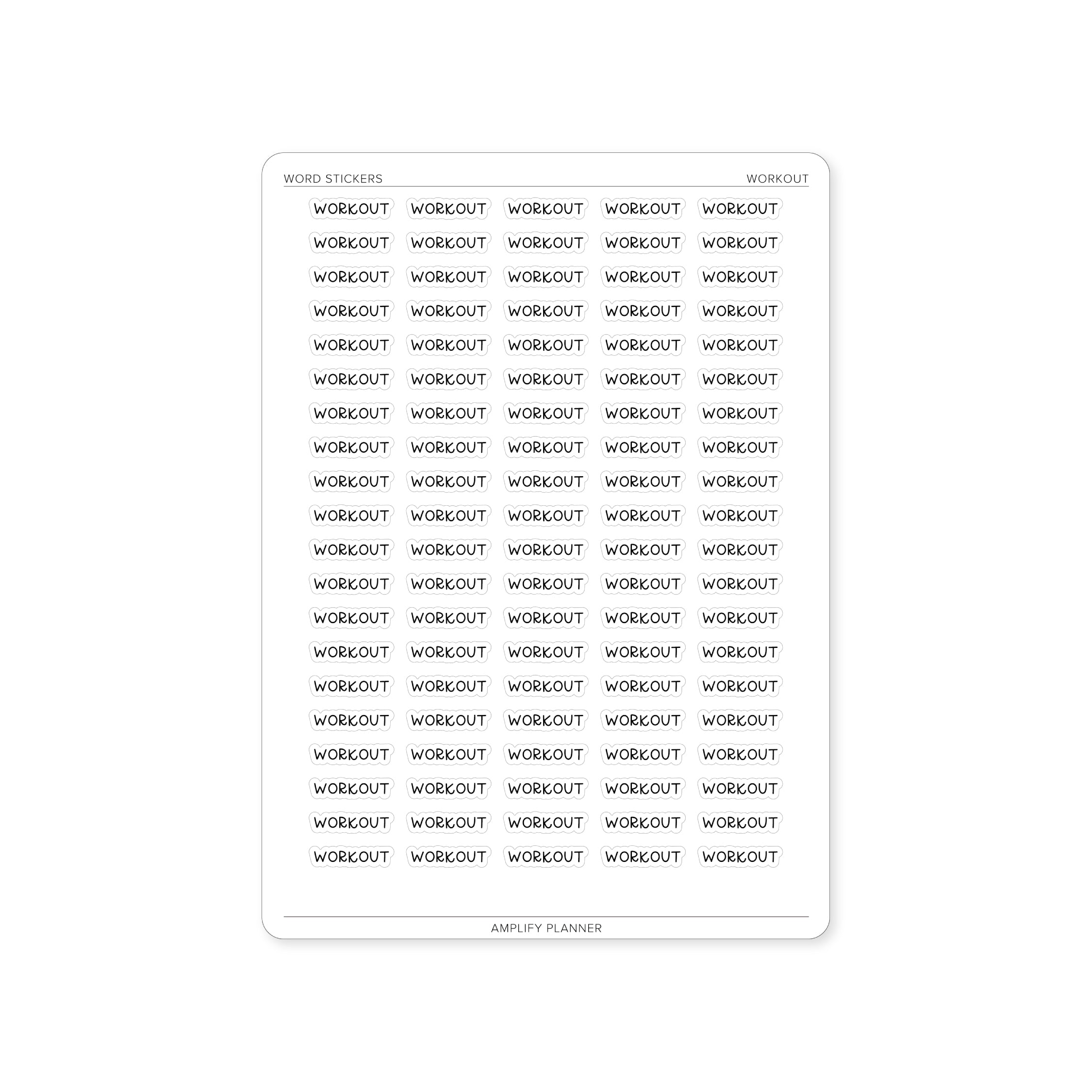 Workout Word Sticker Workout - Word Stickers | Amplify Planner