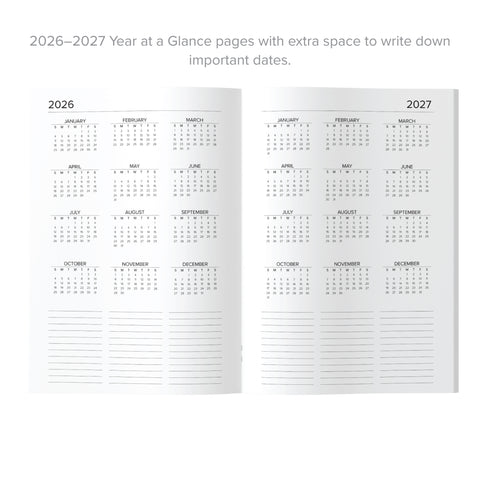 inside page year at a glance layout of amplify planner 2026 pocket calendar
