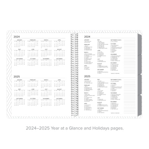 2024-2025 year-at-a-glance pages in undated daily Amplify Planner for quick reference