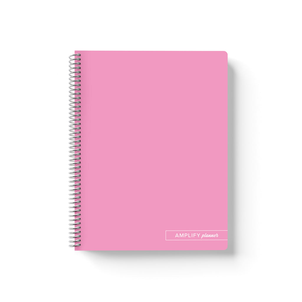 Yes You Can Pink Amplify Planner Spiral Notebook on a white background. 