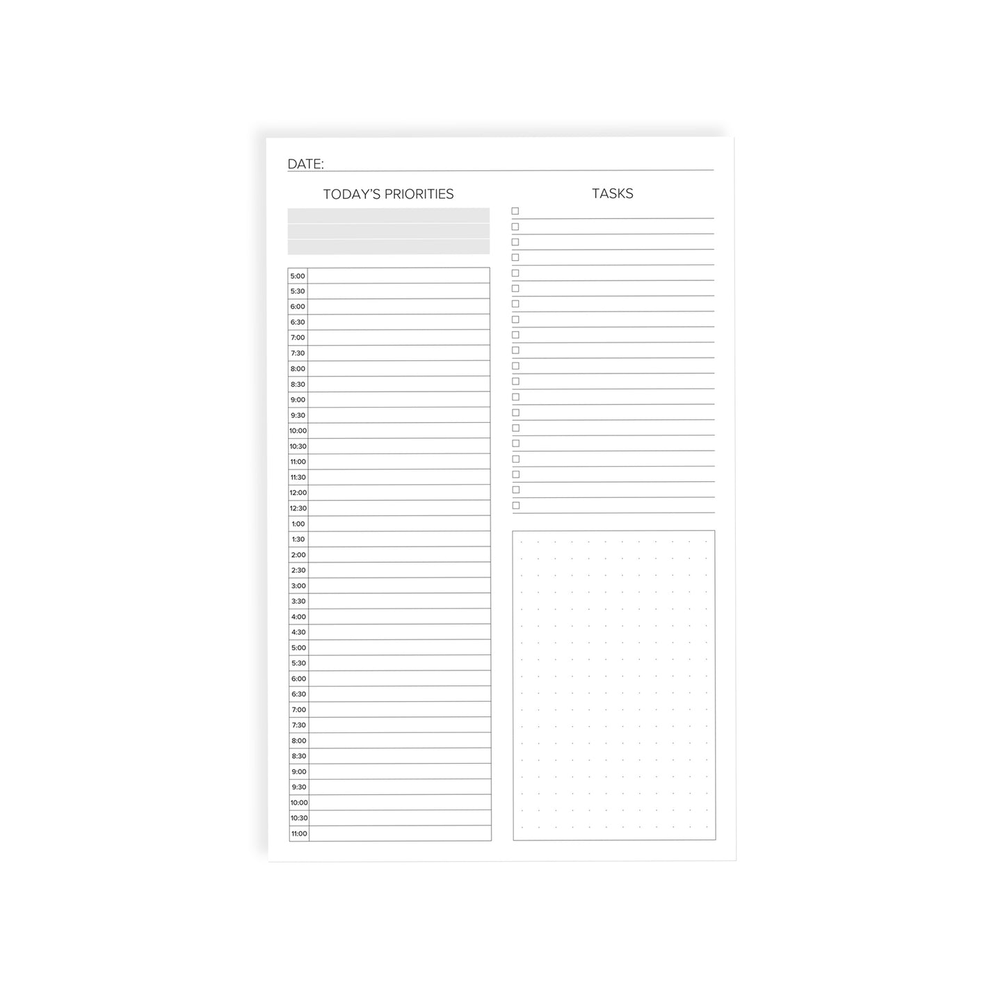 Daily Notepad - Hourly Timeline